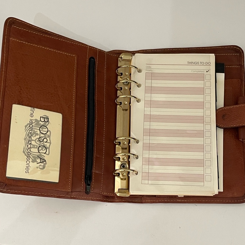 Bosca Brown Leather Planner with Gold Accents Never Used - Picture 2 of 5